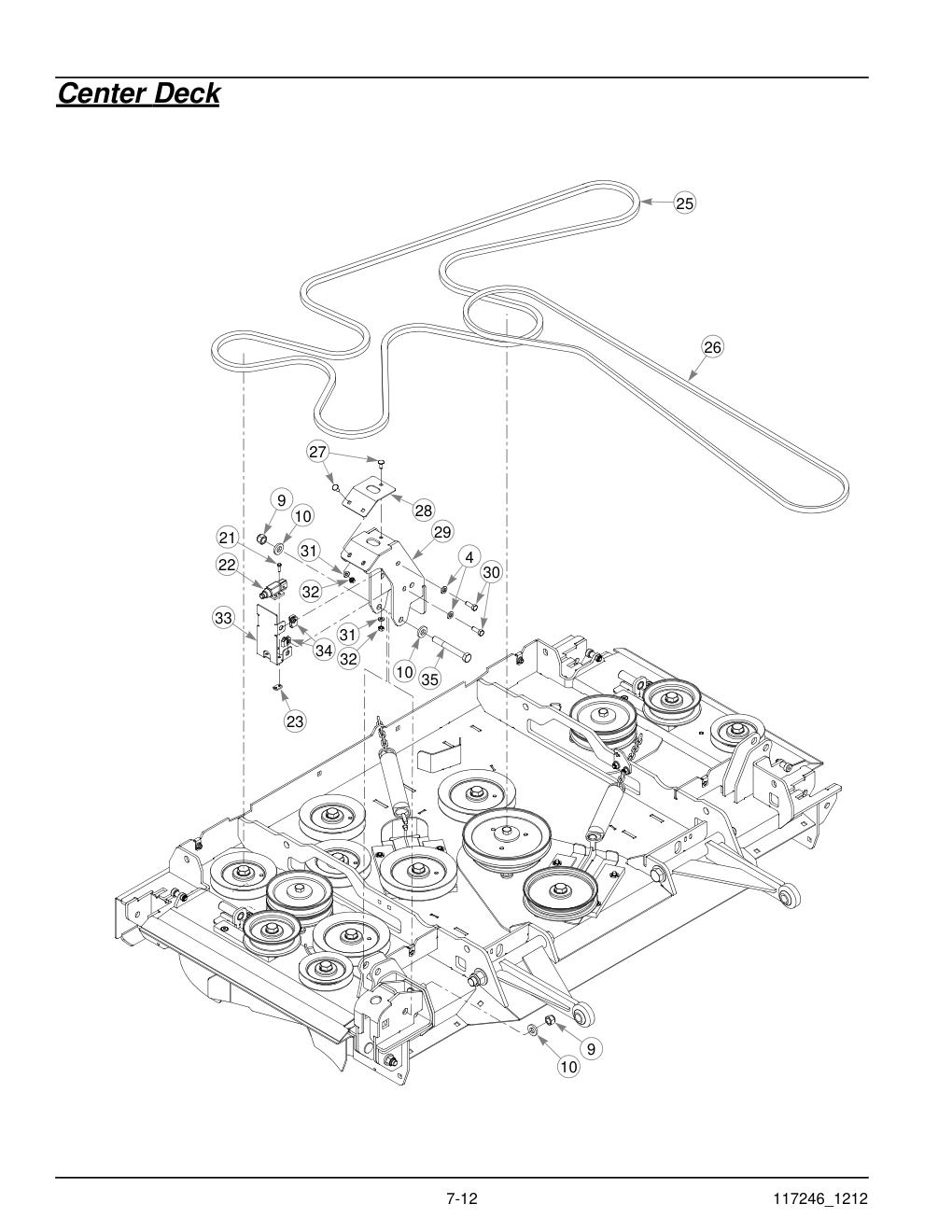 Hustler® Super 104 Parts Manual - 931733 - Center Deck diagram