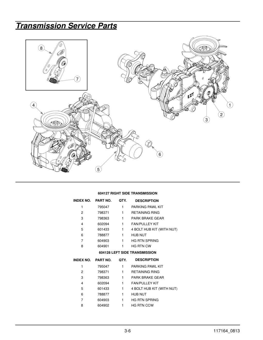 Hustler® Raptor Parts Manual - 931741 - Transmission Service Parts diagram