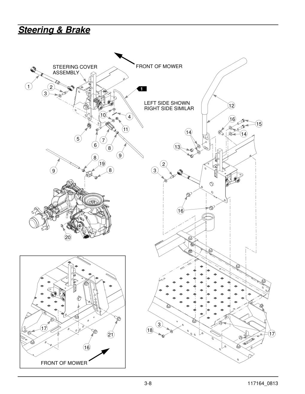 Hustler® Raptor Parts Manual - 931741 - Steering & Brake diagram