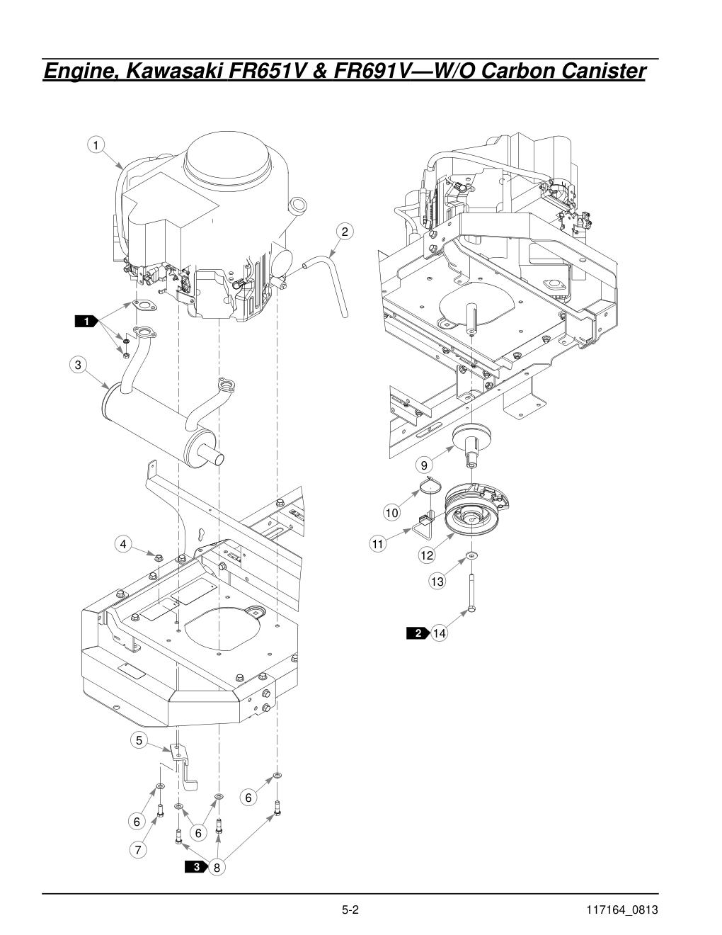 Hustler® Raptor Parts Manual - 931741 - Engine, Kawasaki FR651V & FR691V-W/O Carbon Canister diagram