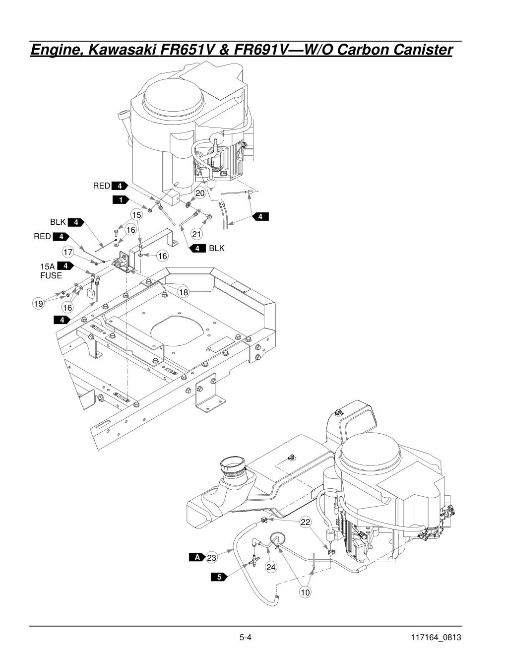 Hustler® Raptor Parts Manual - 931741 - Engine, Kawasaki FR651V & FR691V-W/O Carbon Canister diagram