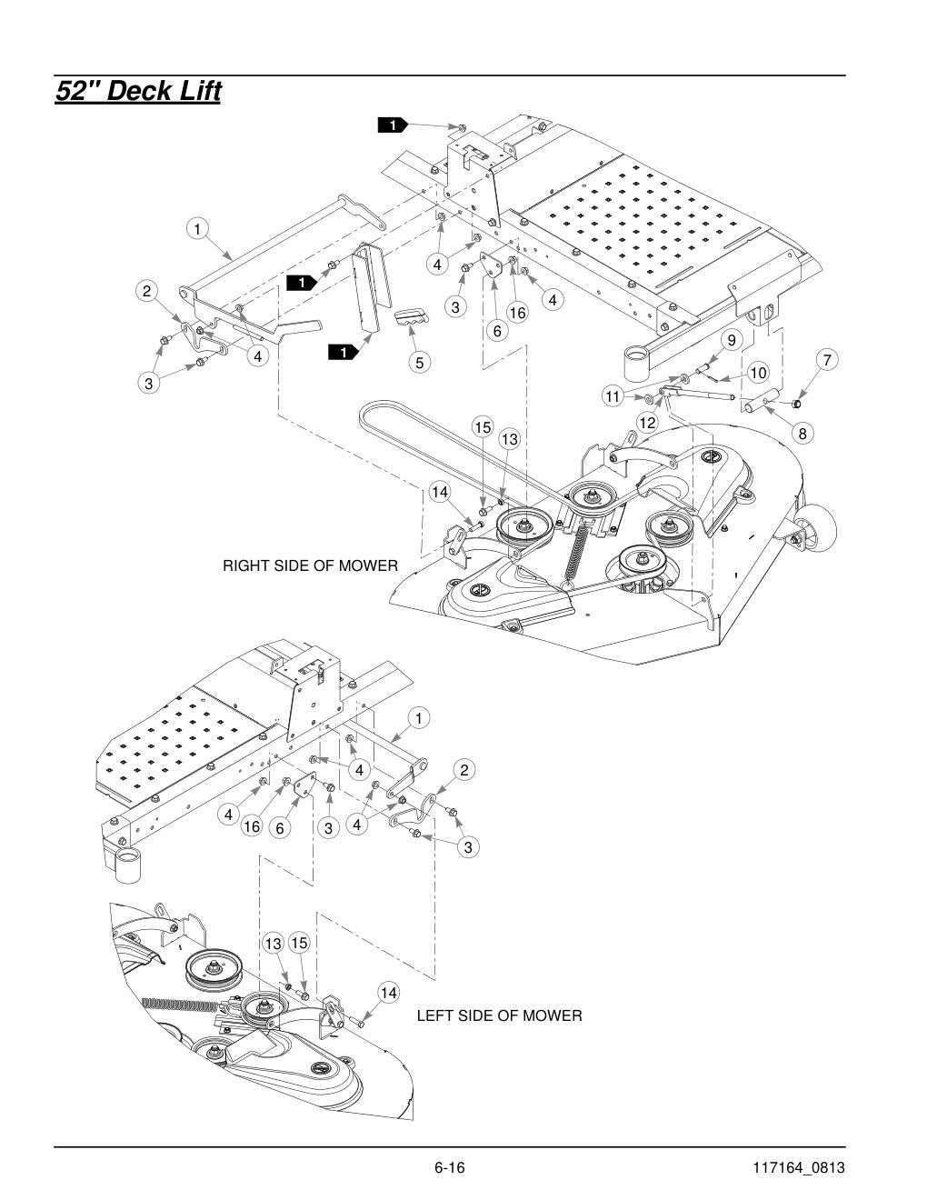 Hustler® Raptor Parts Manual - 931741 - 52" Deck Lift diagram