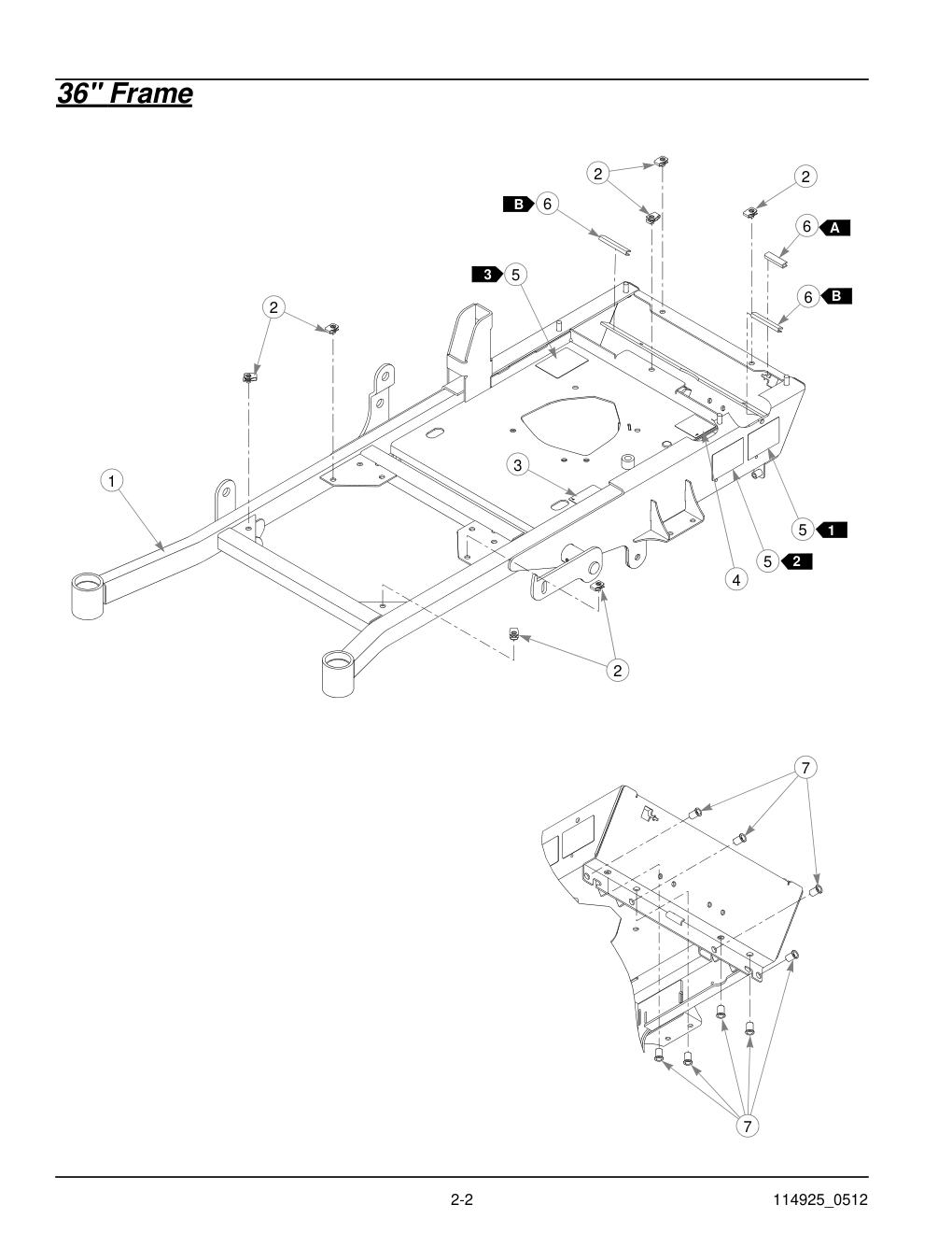 Hustler® Trimstar Parts Manual - 930388 - 36" Frame diagram