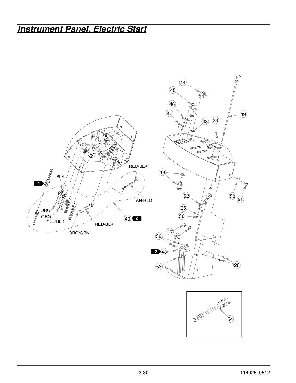 Hustler® Trimstar Parts Manual - 930388 - Instrument Panel, Electric Start diagram