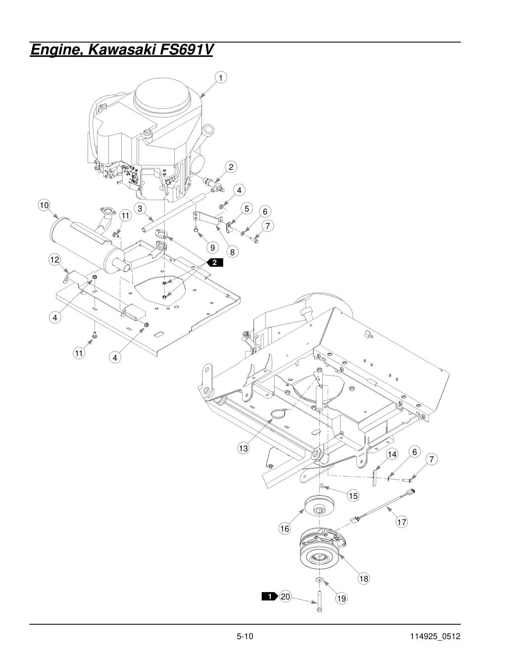 Hustler® Trimstar Parts Manual - 930388 - Engine, Kawasaki FS691V diagram