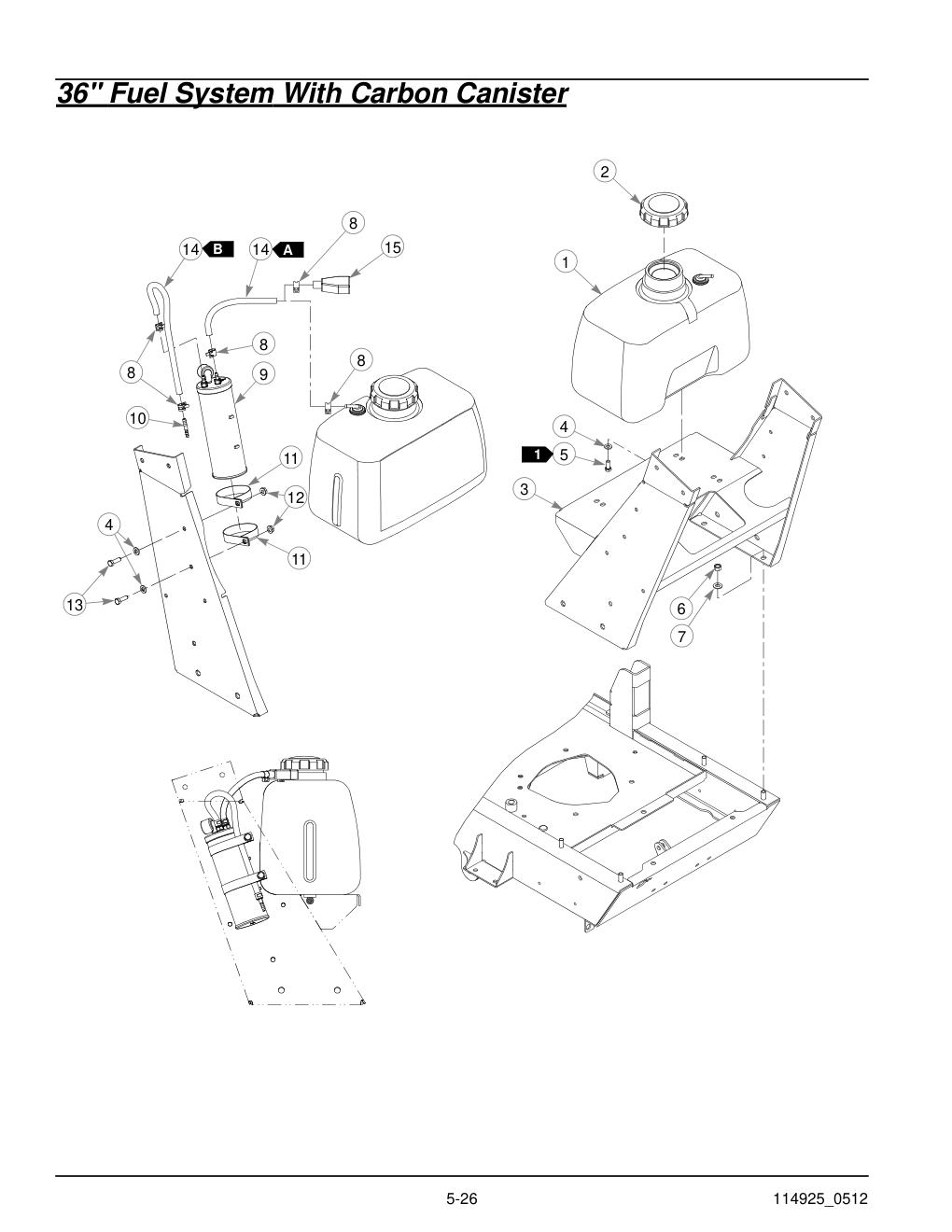 Hustler® Trimstar Parts Manual - 930388 - 36" Fuel System With Carbon Canister diagram