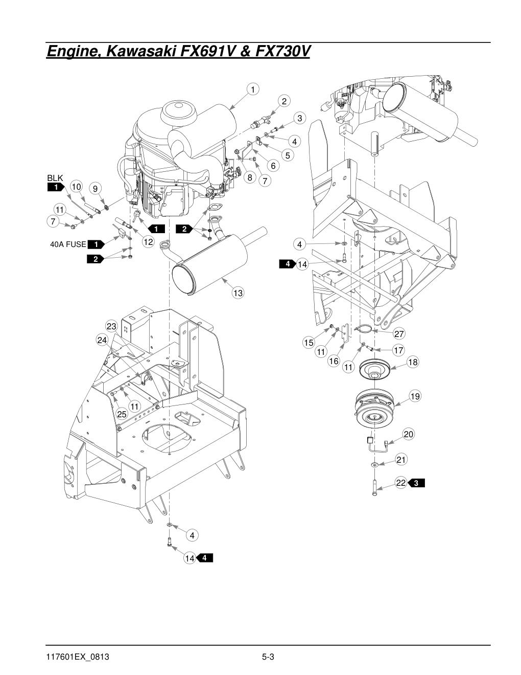Hustler® X-ONE i Parts Manual - 931949EX - Engine, Kawasaki FX691V & FX730V diagram