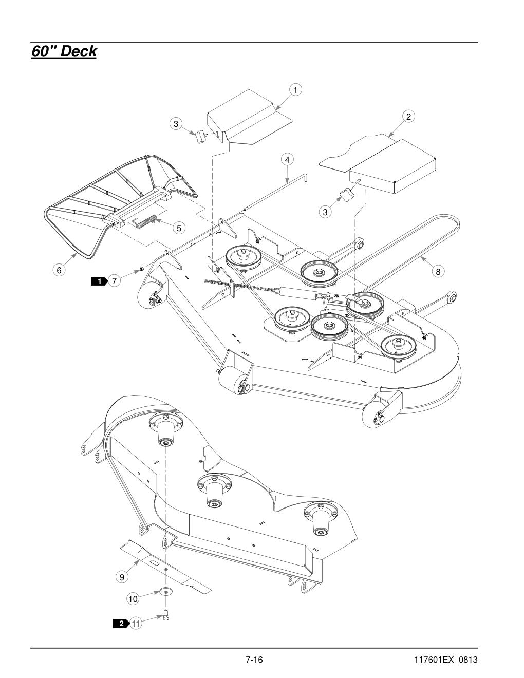 Hustler® X-ONE i Parts Manual - 931949EX - 60" Deck diagram