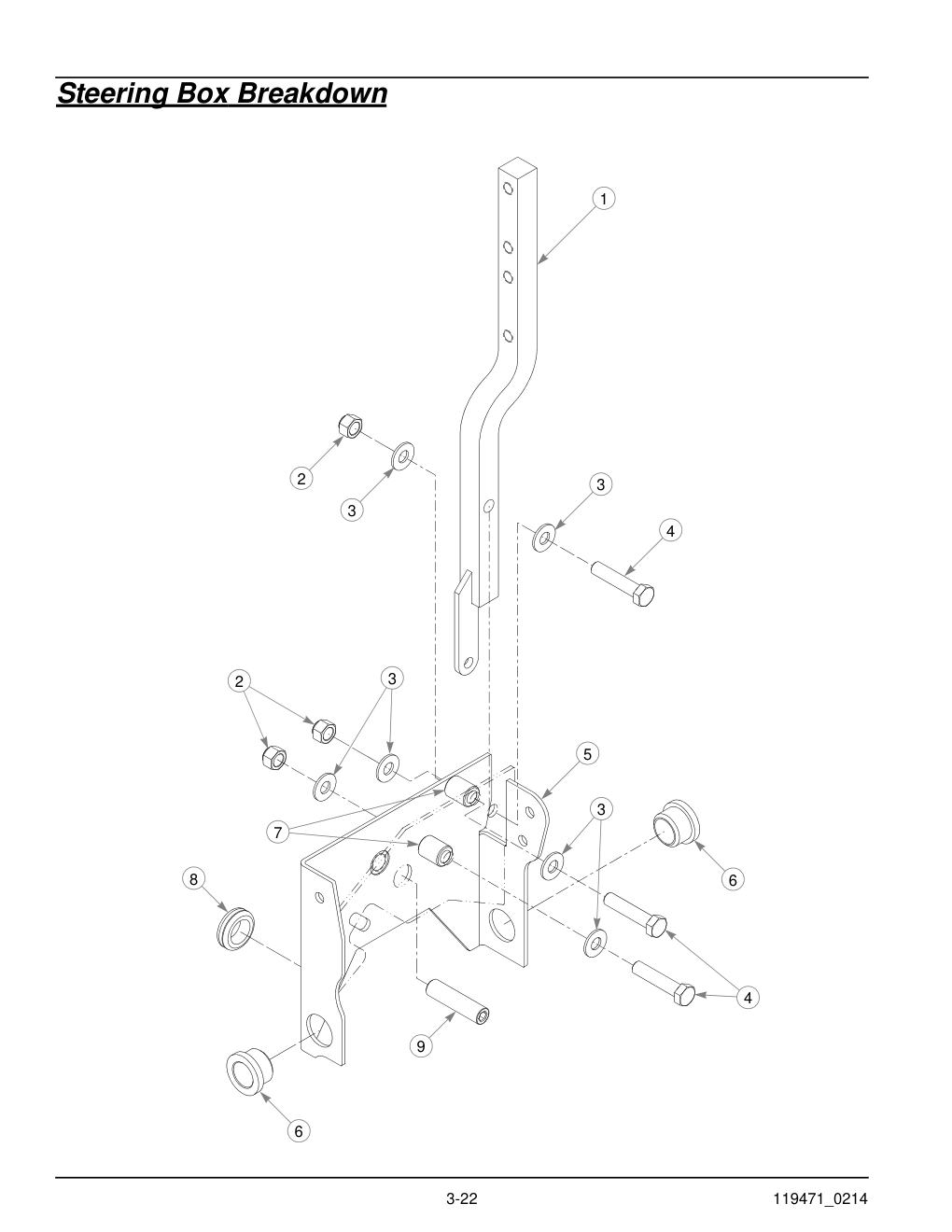 Hustler® X-One Parts Manual - 932715 - Steering Box Breakdown diagram