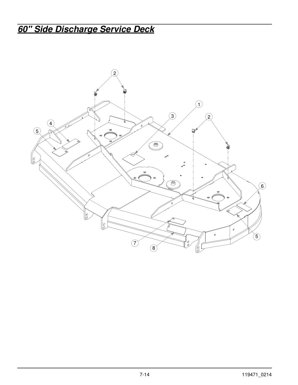 Hustler® X-One Parts Manual - 932715 - 60" Side Discharge Service Deck diagram
