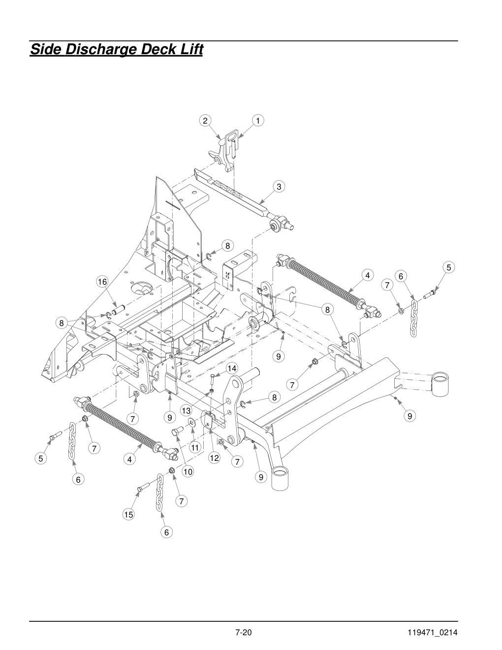 Hustler® X-One Parts Manual - 932715 - Side Discharge Deck Lift diagram