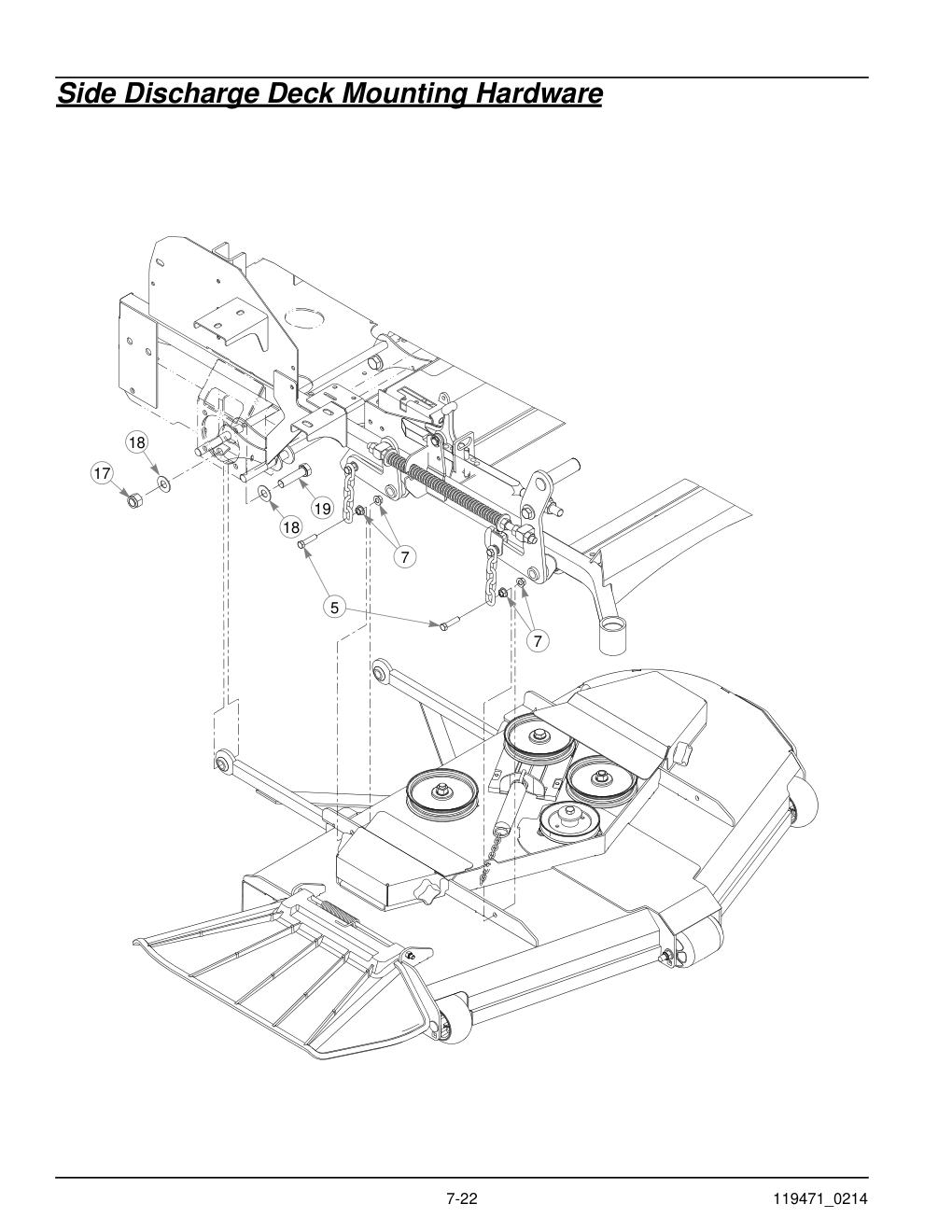 Hustler® X-One Parts Manual - 932715 - Side Discharge Deck Mounting Hardware diagram