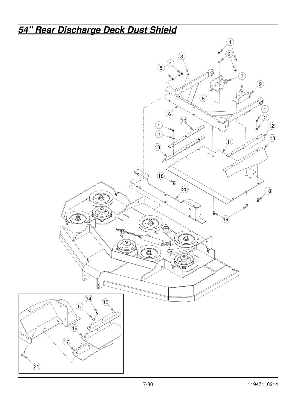 Hustler® X-One Parts Manual - 932715 - 54" Rear Discharge Deck Dust Shield diagram