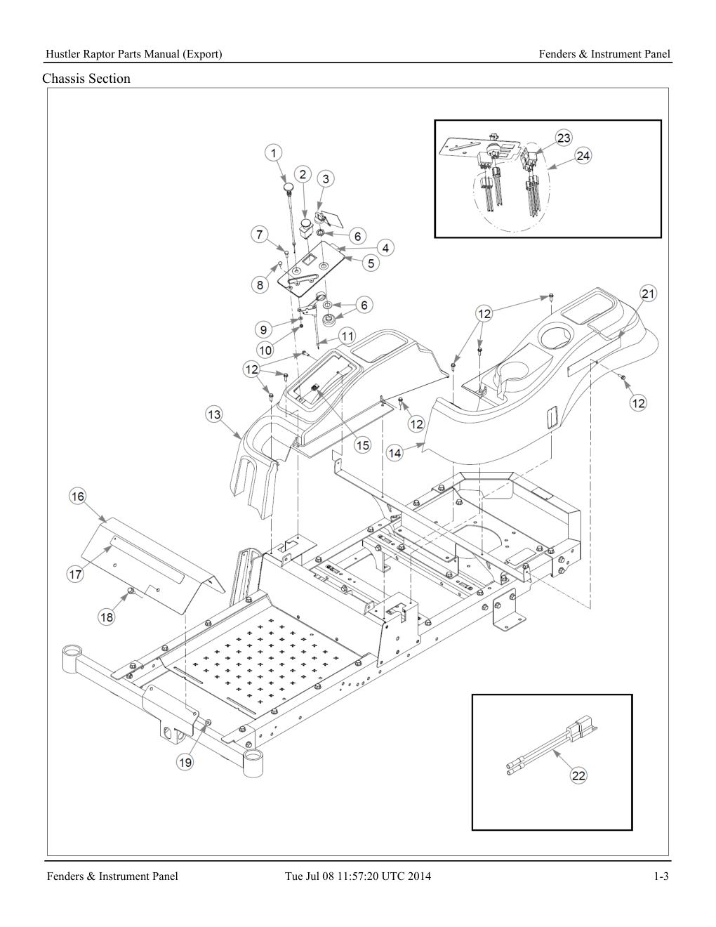 Hustler Raptor Parts Manual - 604127 - Fenders & Instrument Panel diagram