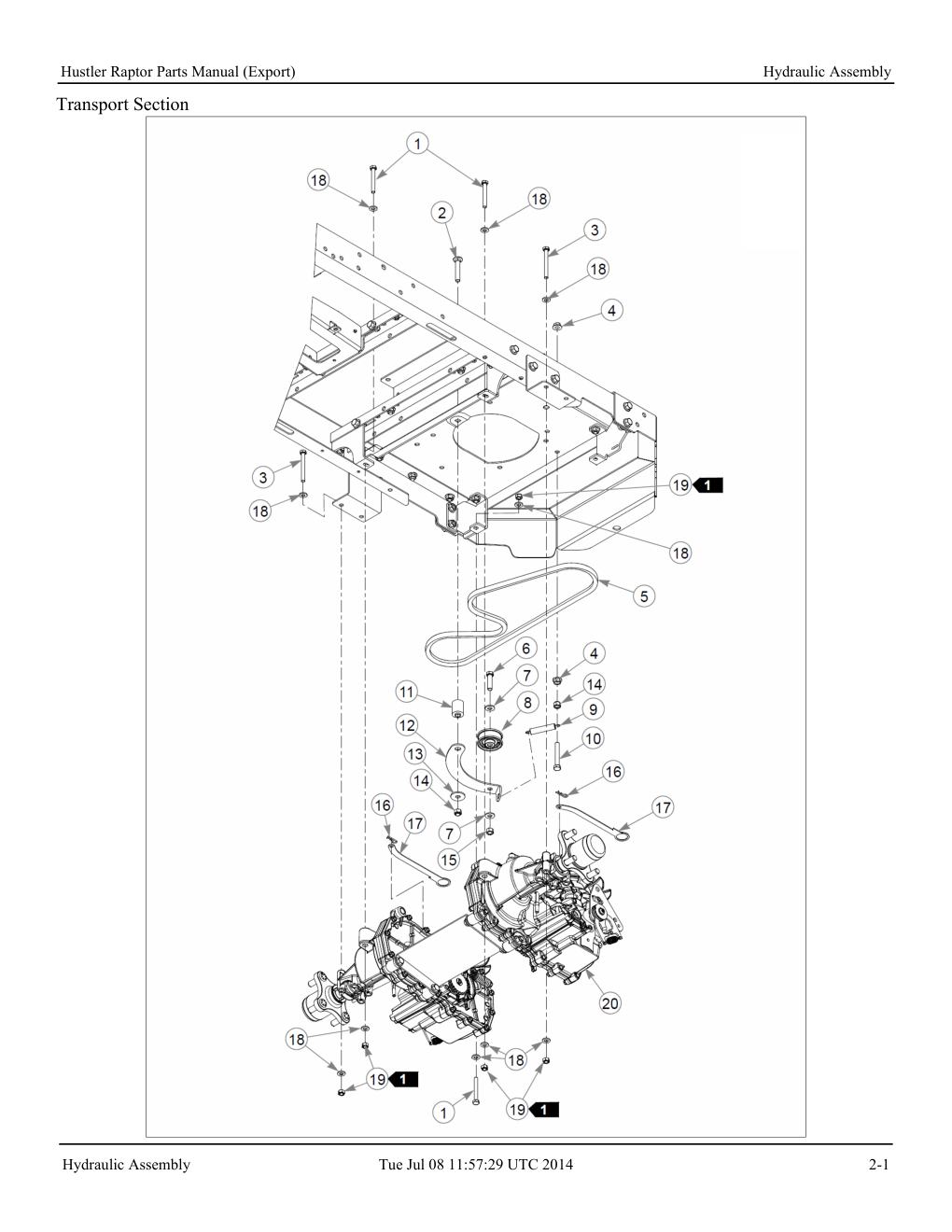 Hustler Raptor Parts Manual - 604127 - Hydraulic Assembly diagram