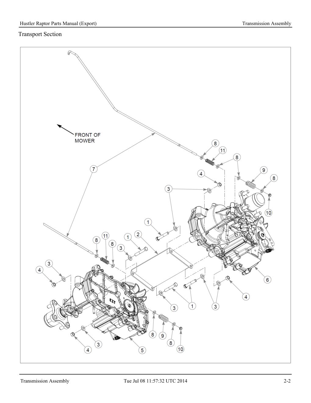 Hustler Raptor Parts Manual - 604127 - Transmission Assembly diagram