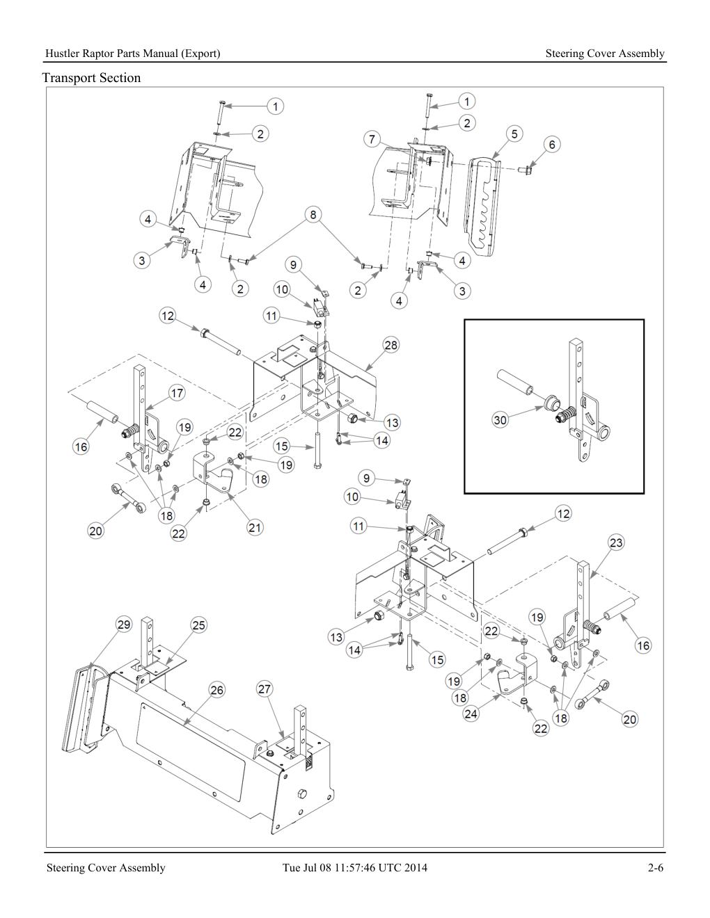 Hustler Raptor Parts Manual - 604127 - Steering Cover Assembly diagram