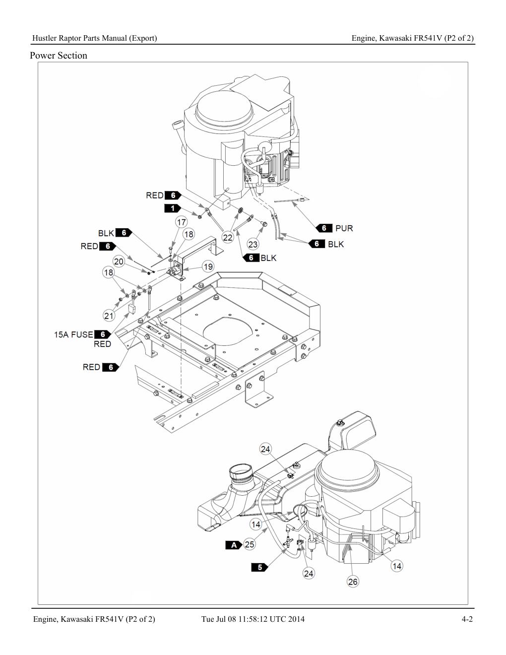 Hustler Raptor Parts Manual - 604127 - Engine, Kawasaki FR541V (P2 of 2) diagram