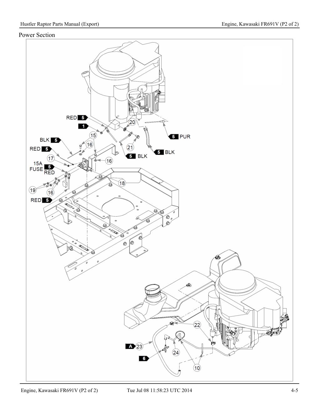 Hustler Raptor Parts Manual - 604127 - Engine, Kawasaki FR691V (P2 of 2) diagram