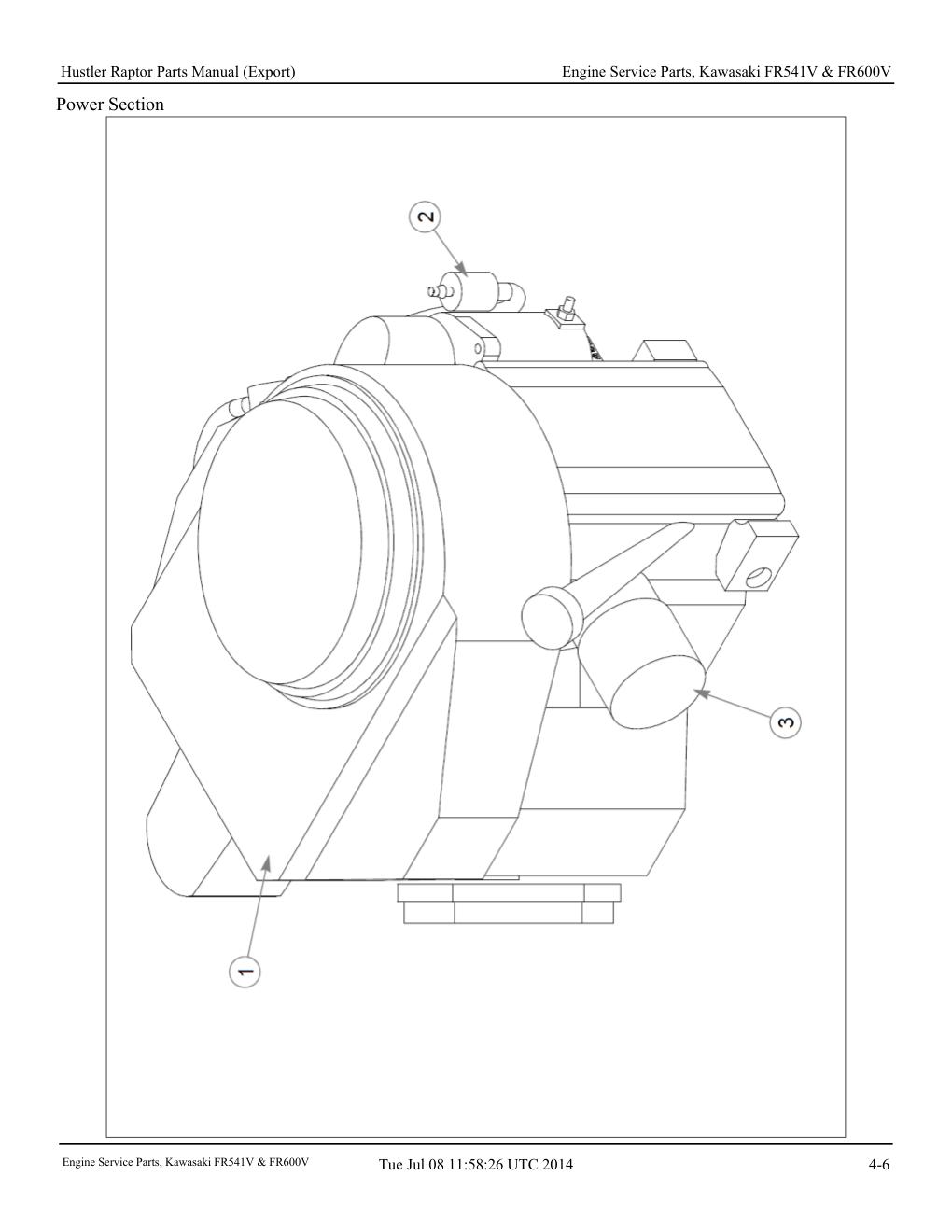 Hustler Raptor Parts Manual - 604127 - Engine Service Parts, Kawasaki FR541V & FR600V diagram