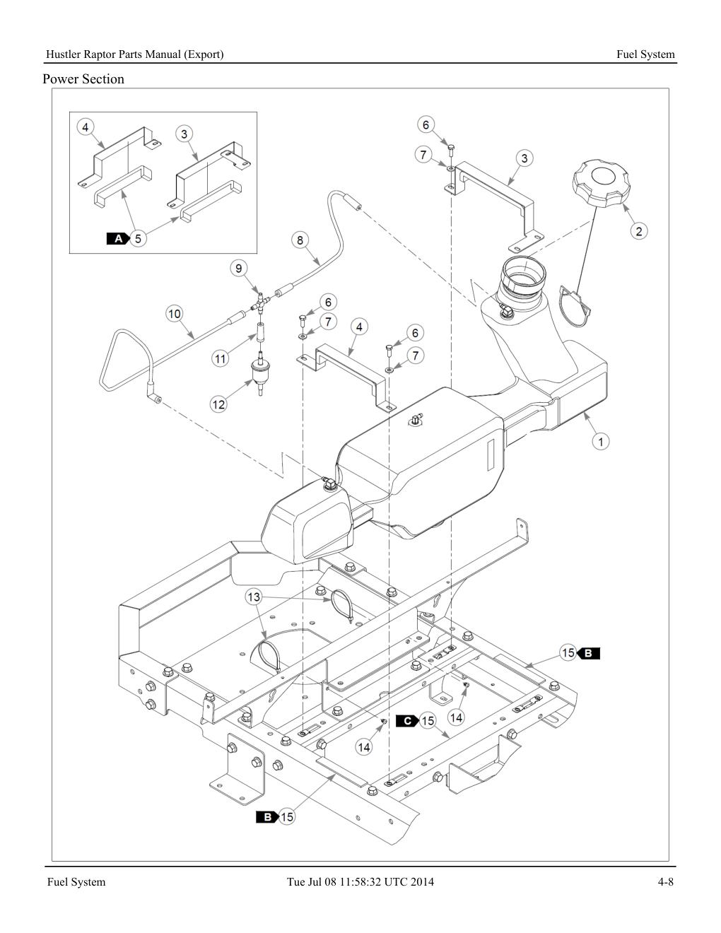 Hustler Raptor Parts Manual - 604127 - Fuel System diagram