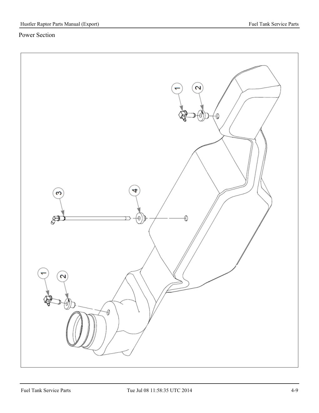 Hustler Raptor Parts Manual - 604127 - Fuel Tank Service Parts diagram