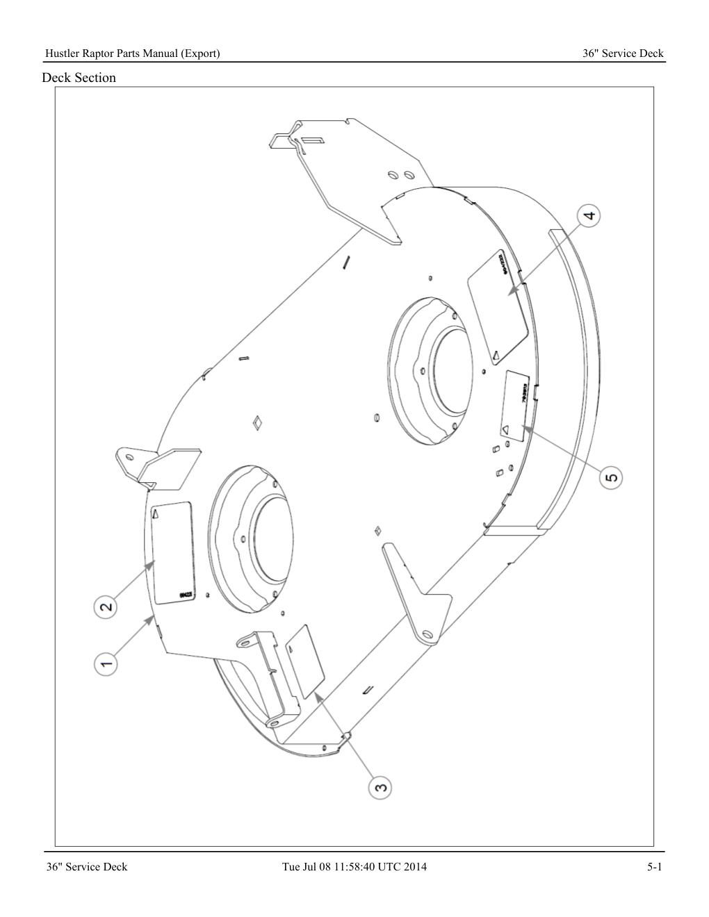 Hustler Raptor Parts Manual - 604127 - 36" Service Deck diagram
