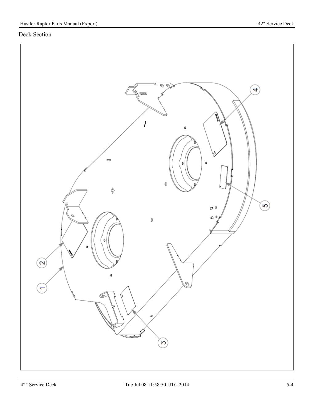 Hustler Raptor Parts Manual - 604127 - 42" Service Deck diagram