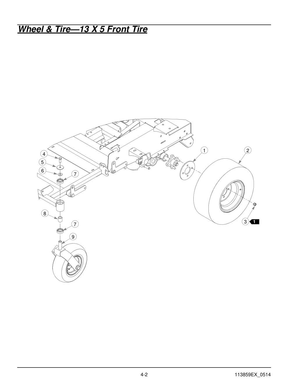 48"-60" Parts Manual - 930107EX - Wheel & Tire-13 X 5 Front Tire diagram