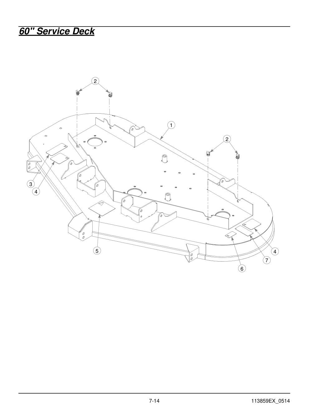 48"-60" Parts Manual - 930107EX - 60" Service Deck diagram