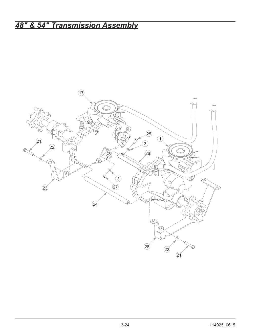 Hustler® TrimStar Parts Manual - 930388 - 48" & 54" Transmission Assembly diagram