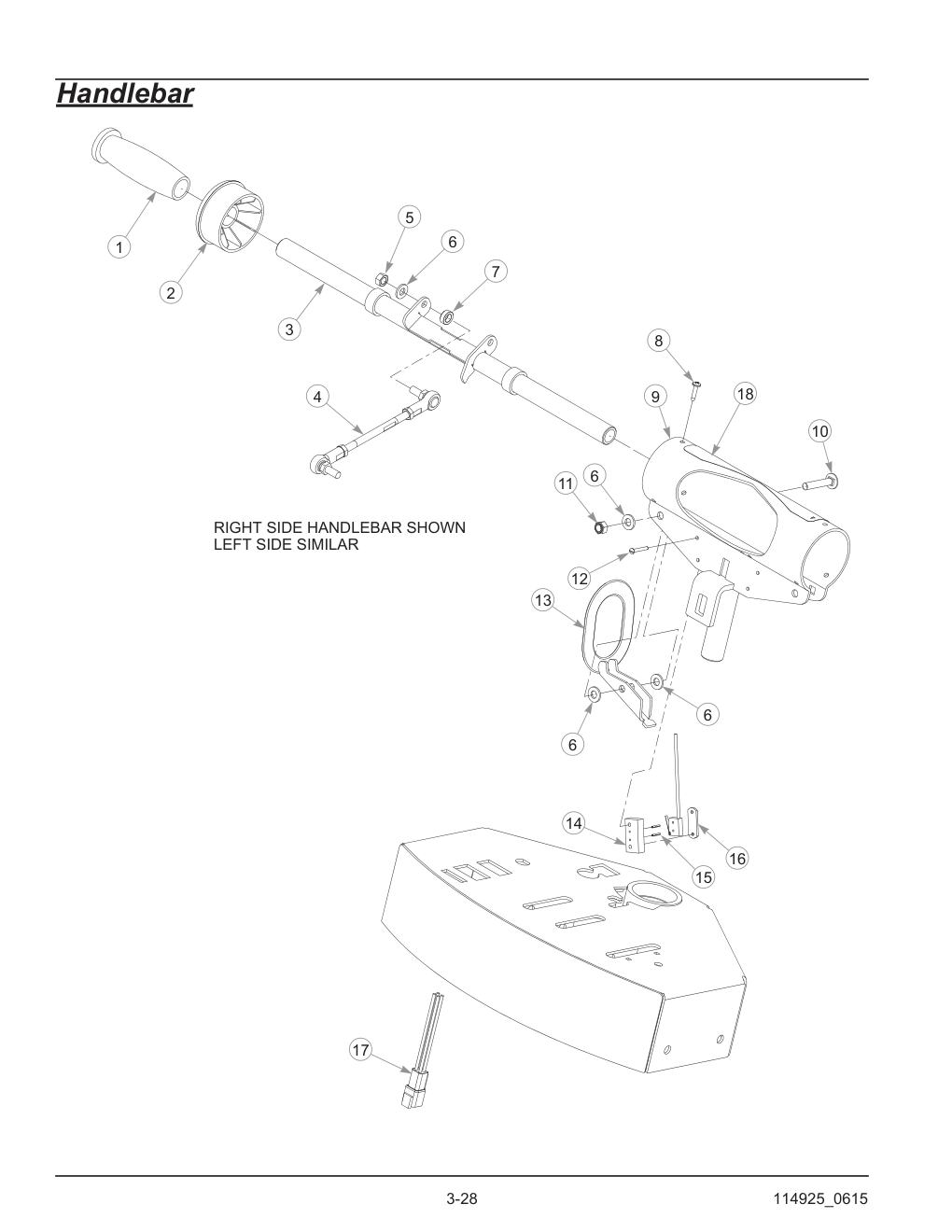Hustler® TrimStar Parts Manual - 930388 - Handlebar diagram