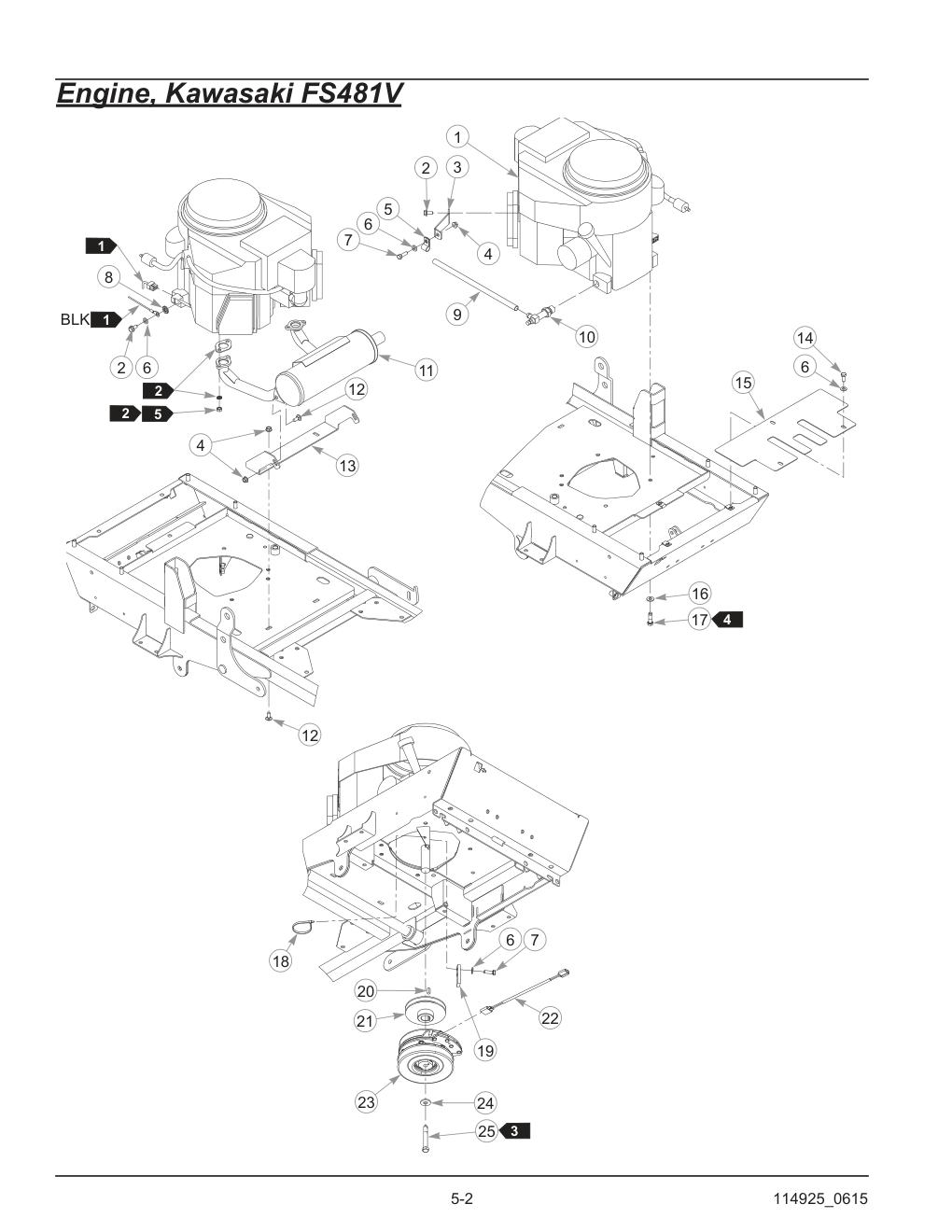 Hustler® TrimStar Parts Manual - 930388 - Engine, Kawasaki FS481V diagram