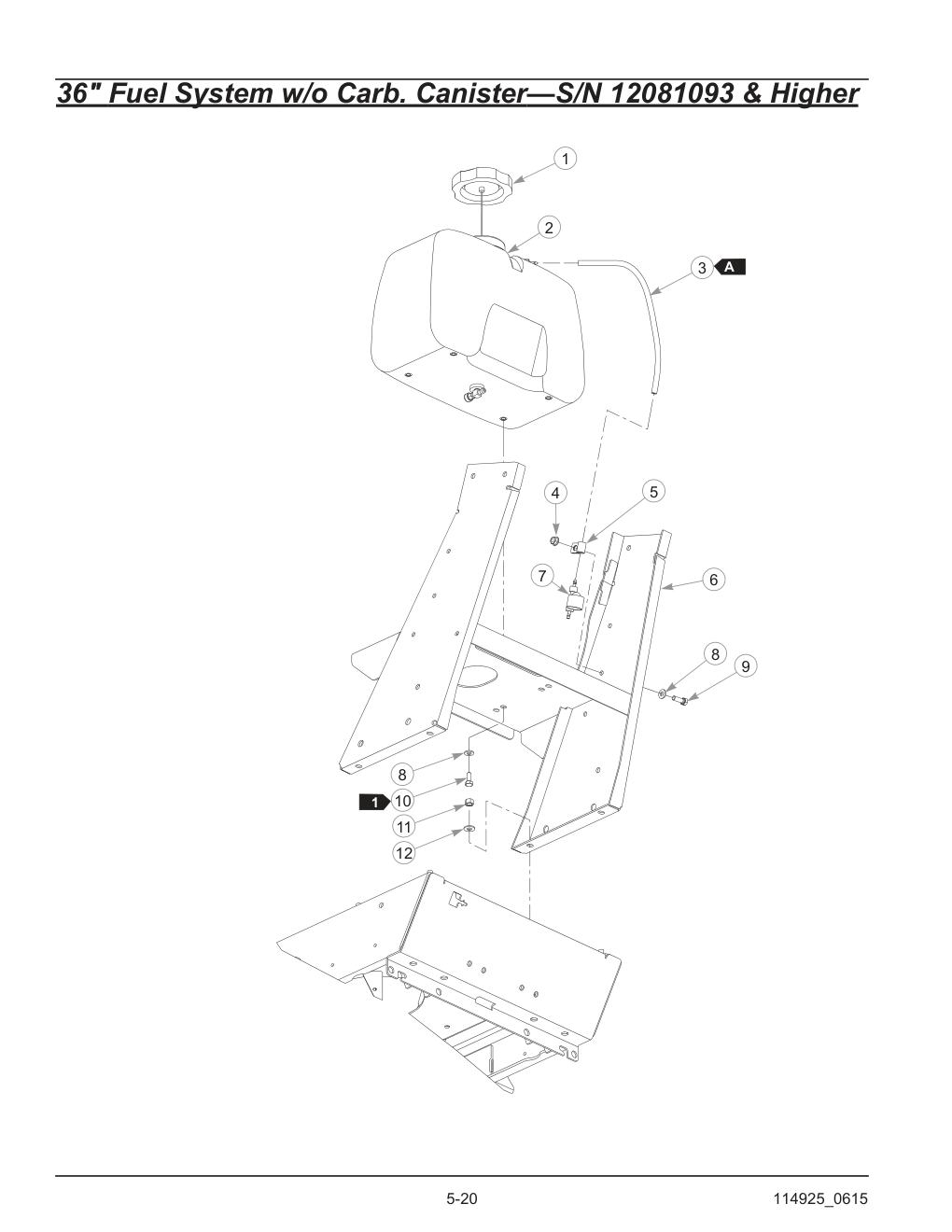 Hustler® TrimStar Parts Manual - 930388 - 36" Fuel System w/o Carb. Canister-S/N 12081093 & Higher diagram