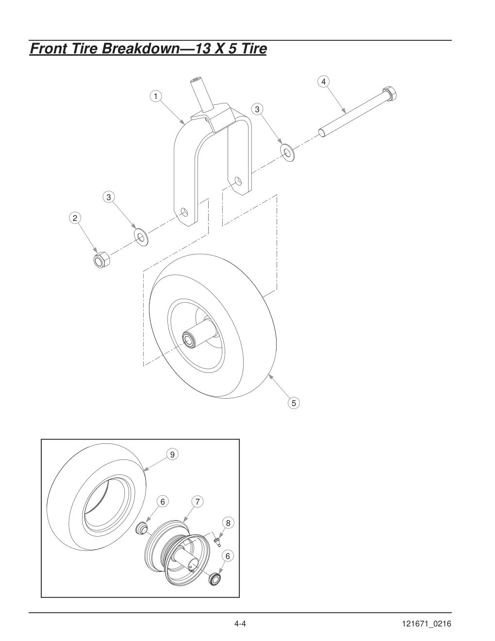 Hustler® FasTrak® SDX Parts Manual - 933945 - Front Tire Breakdown-13 X 5 Tire diagram
