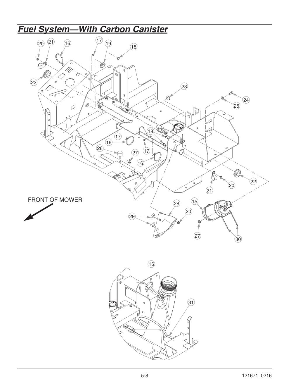 Hustler® FasTrak® SDX Parts Manual - 933945 - Fuel System-With Carbon Canister diagram