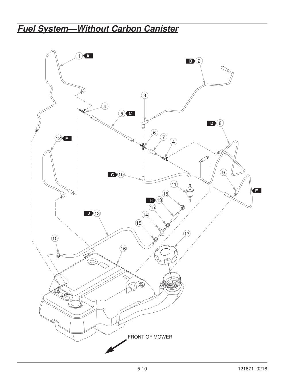 Hustler® FasTrak® SDX Parts Manual - 933945 - Fuel System-Without Carbon Canister diagram