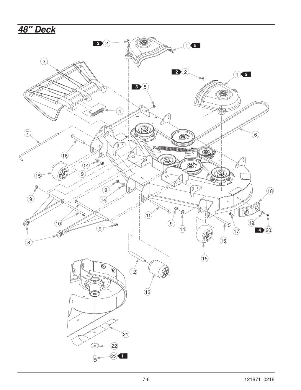 Hustler® FasTrak® SDX Parts Manual - 933945 - 48" Deck diagram