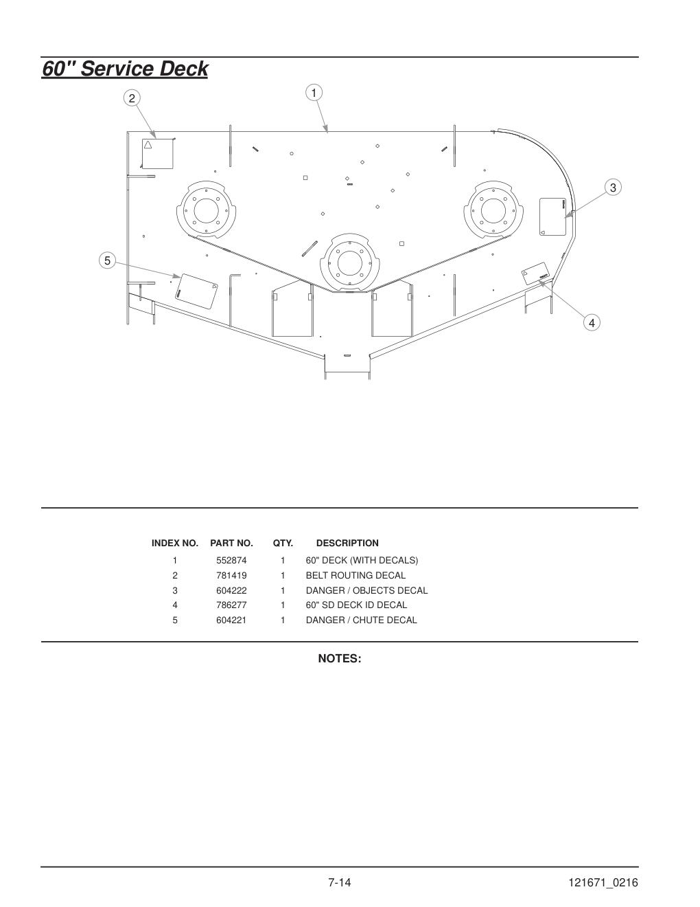 Hustler® FasTrak® SDX Parts Manual - 933945 - 60" Service Deck diagram