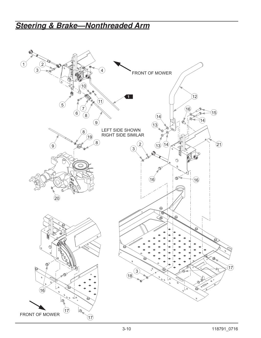 Hustler® Raptor® SD Parts Manual - 932541 - Steering & Brake-Nonthreaded Arm diagram