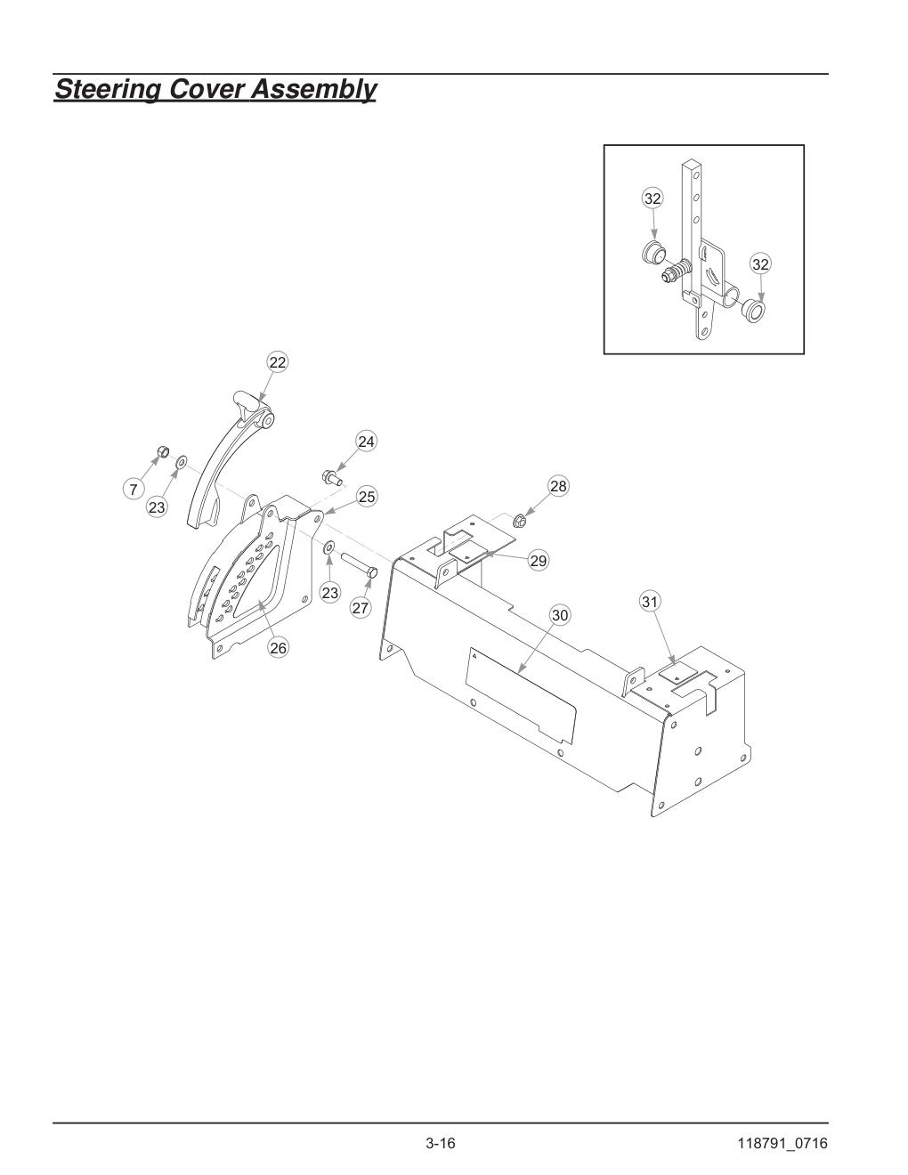 Hustler® Raptor® SD Parts Manual - 932541 - Steering Cover Assembly diagram