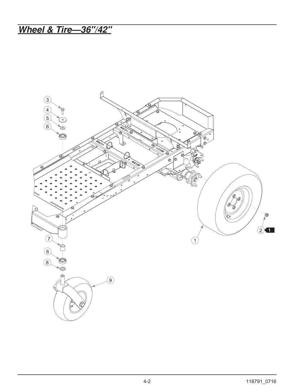 Hustler® Raptor® SD Parts Manual - 932541 - Wheel & Tire-36"/42" diagram