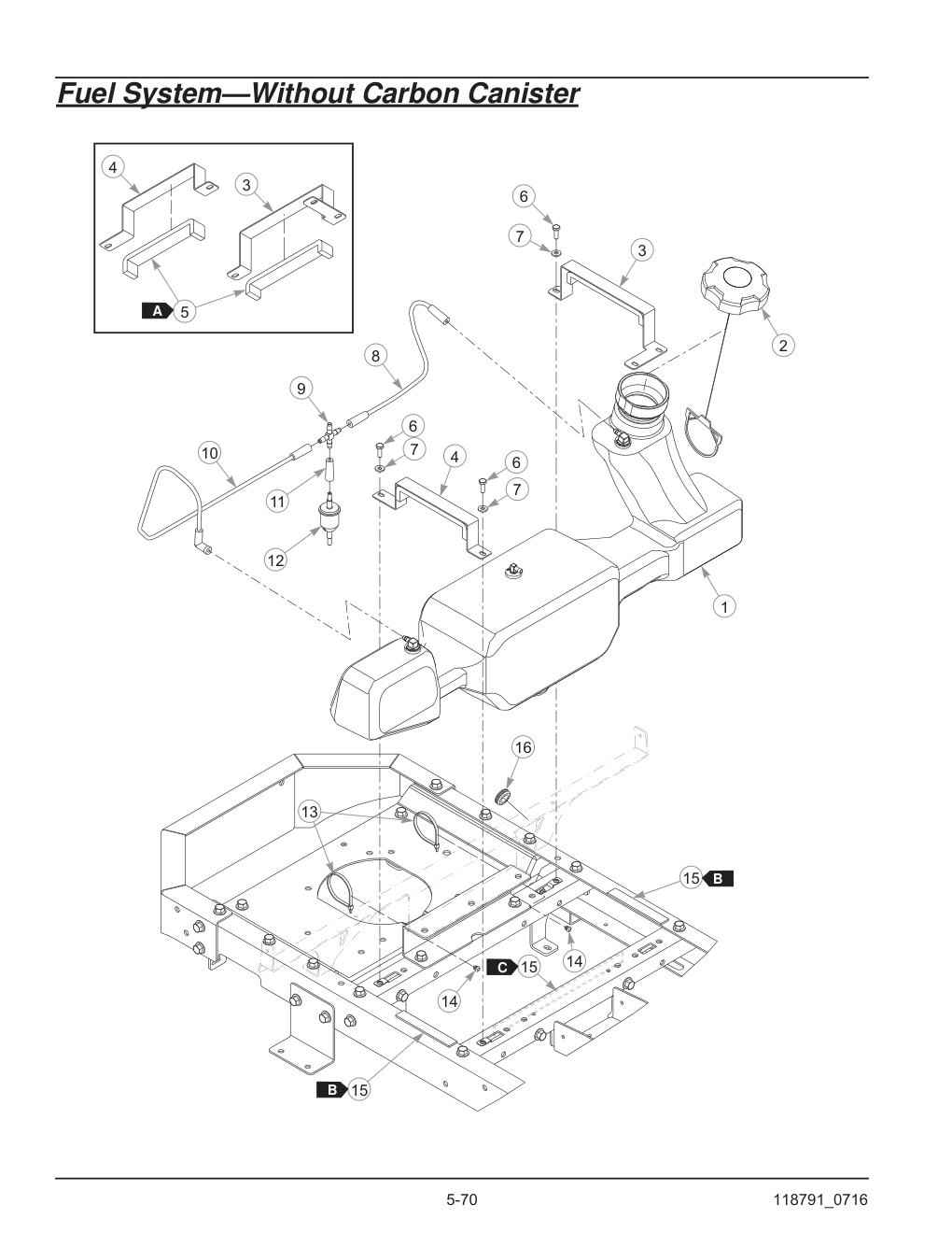 Hustler® Raptor® SD Parts Manual - 932541 - Fuel System-Without Carbon Canister diagram
