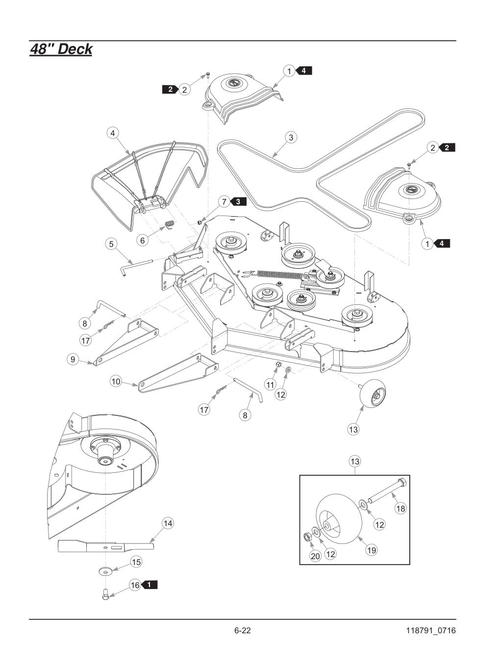 Hustler® Raptor® SD Parts Manual - 932541 - 48" Deck diagram