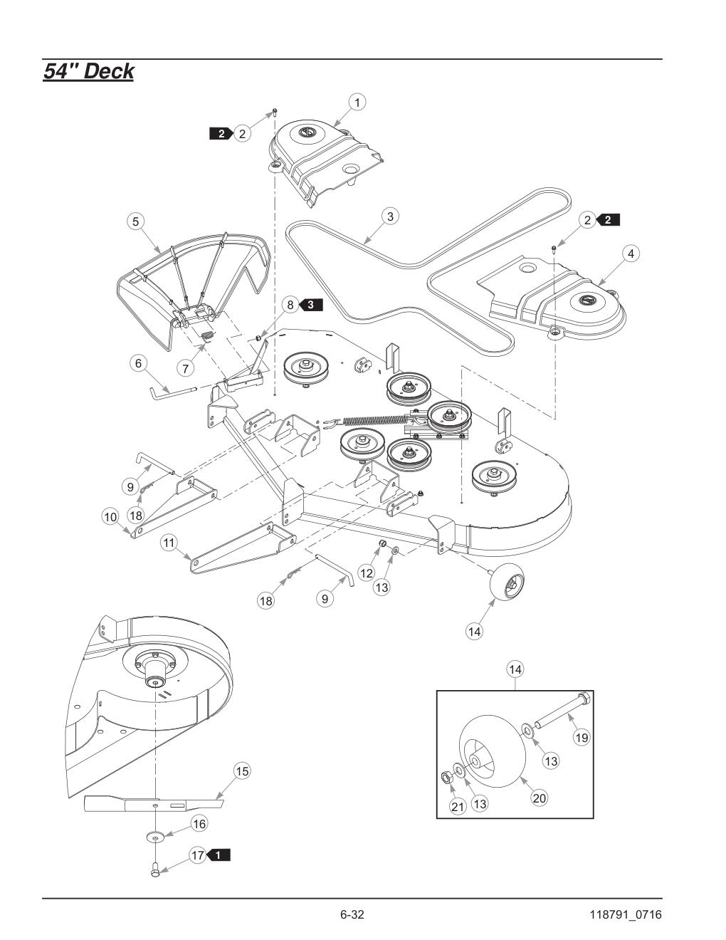 Hustler® Raptor® SD Parts Manual - 932541 - 54" Deck diagram