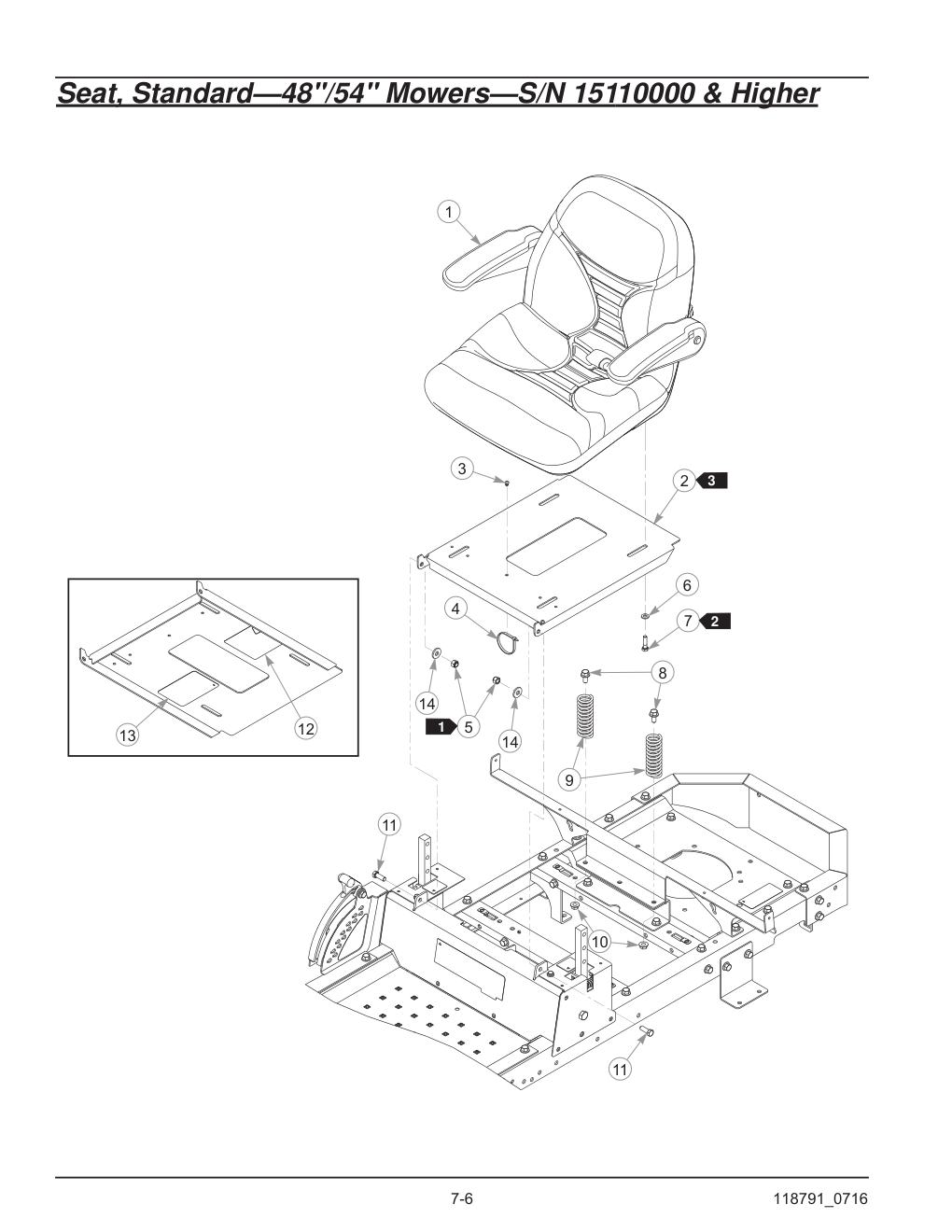 Hustler® Raptor® SD Parts Manual - 932541 - Seat, Standard-48"/54" Mowers-S/N 15110000 & Higher diagram