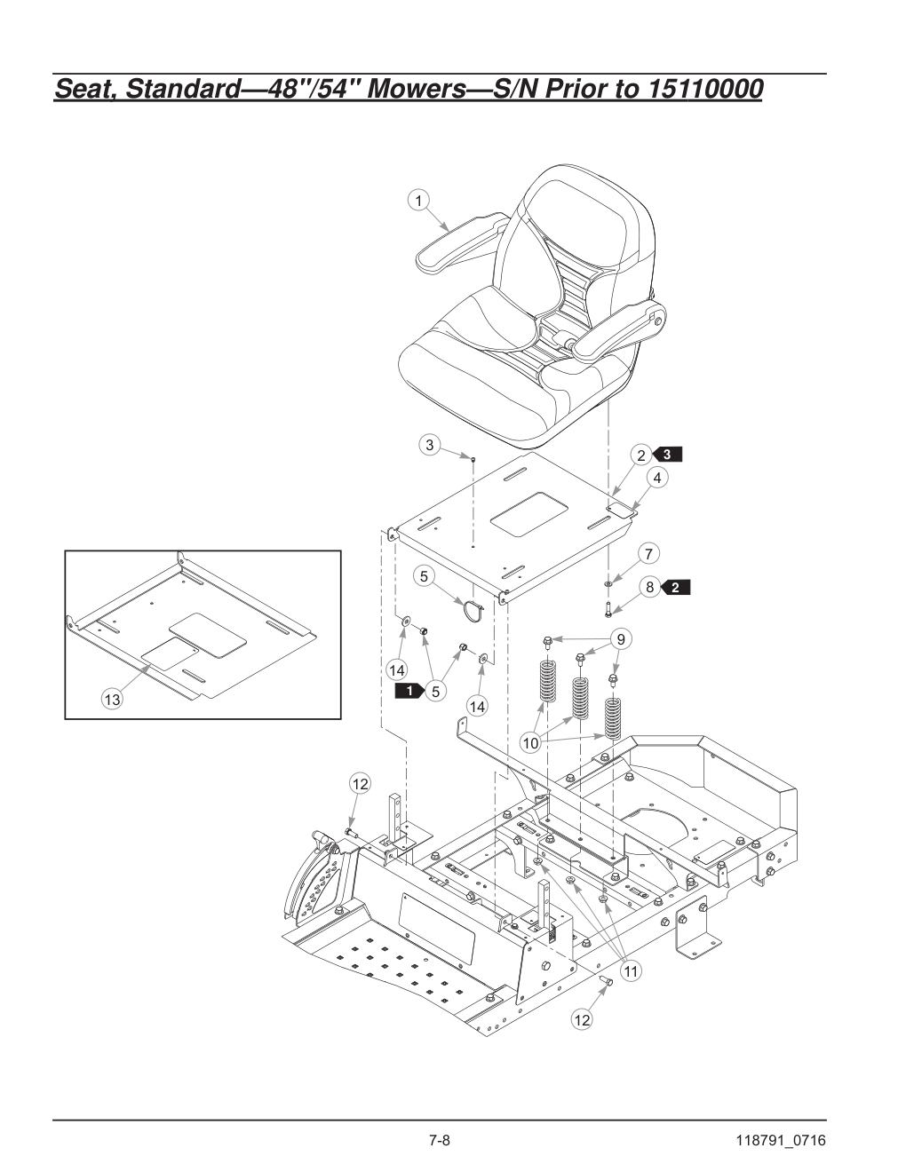 Hustler® Raptor® SD Parts Manual - 932541 - Seat, Standard-48"/54" Mowers-S/N Prior to 15110000 diagram