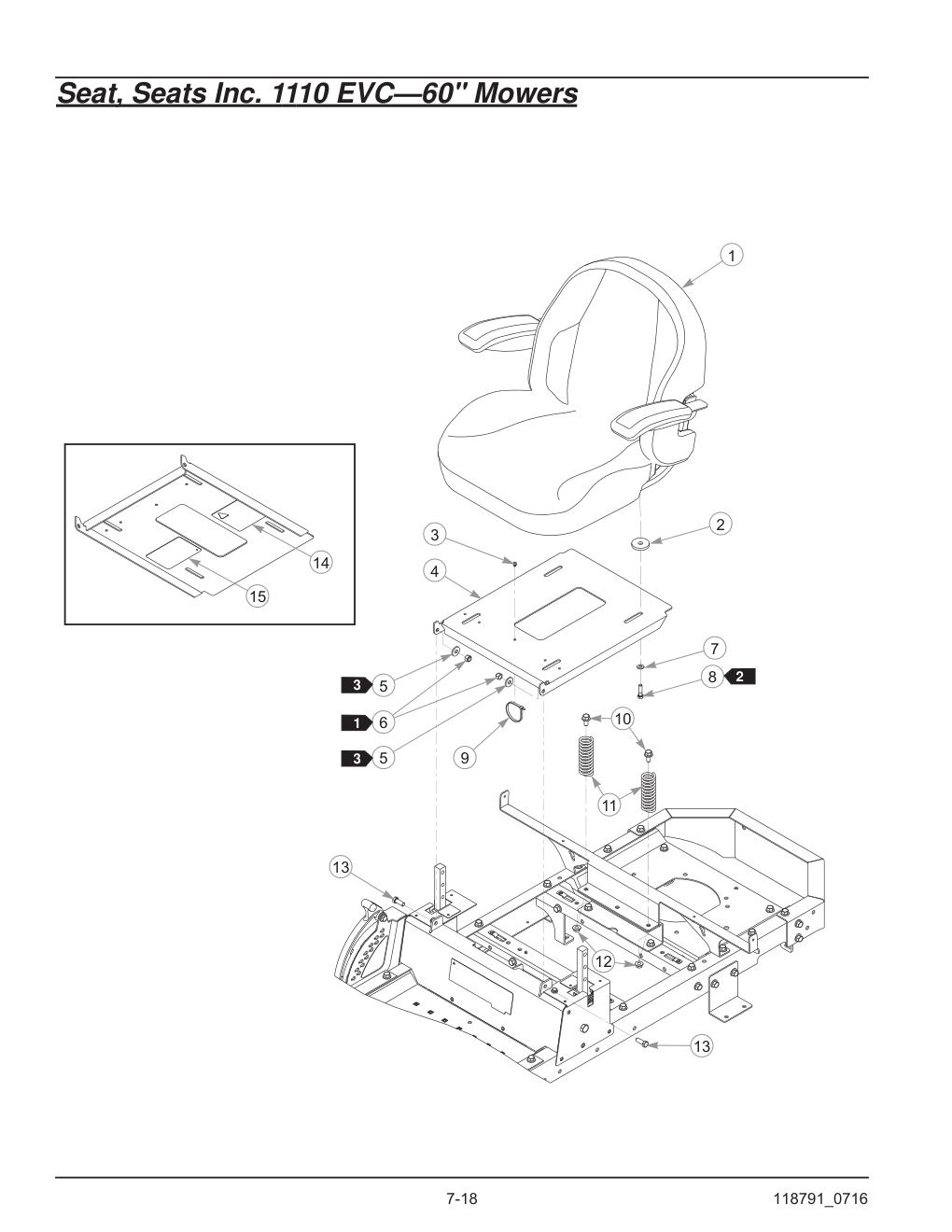 Hustler® Raptor® SD Parts Manual - 932541 - Seat, Seats Inc. 1110 EVC-60" Mowers diagram
