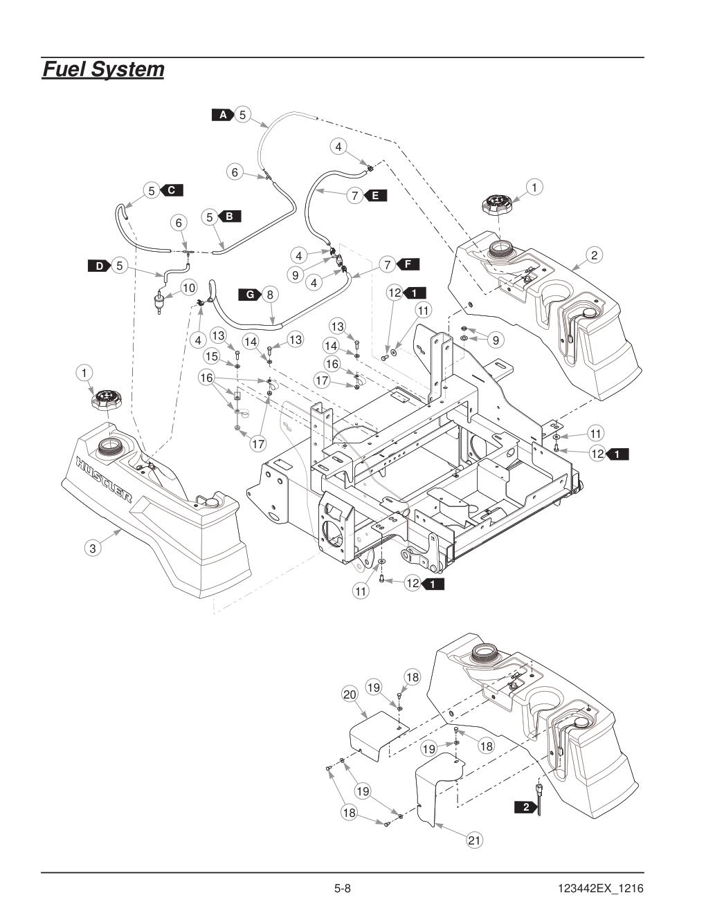Hustler® X-One® Parts Manual - 936237EX - Fuel System diagram