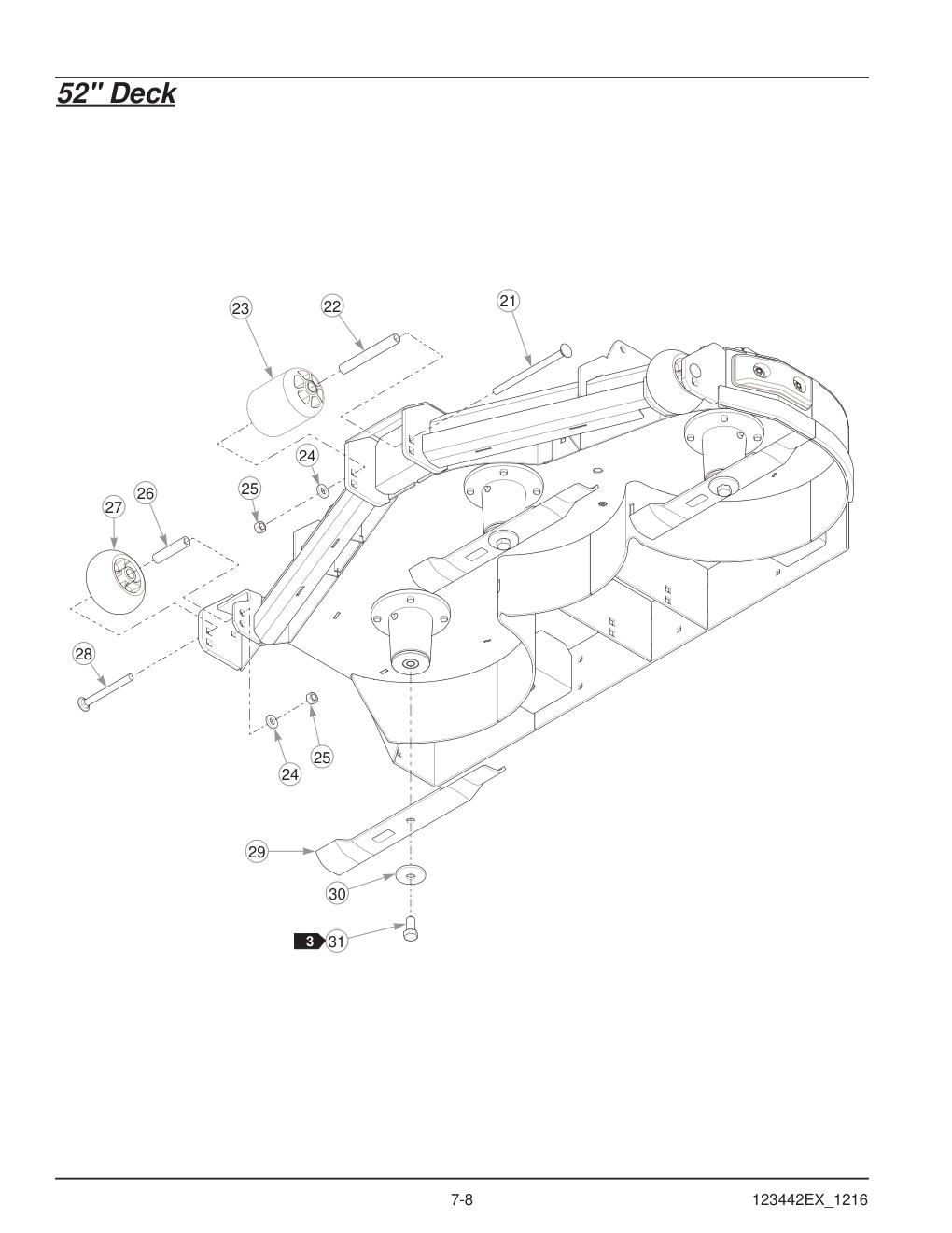 Hustler® X-One® Parts Manual - 936237EX - 52" Deck diagram